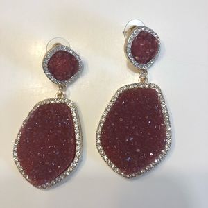 Red faux druzy drop earrings